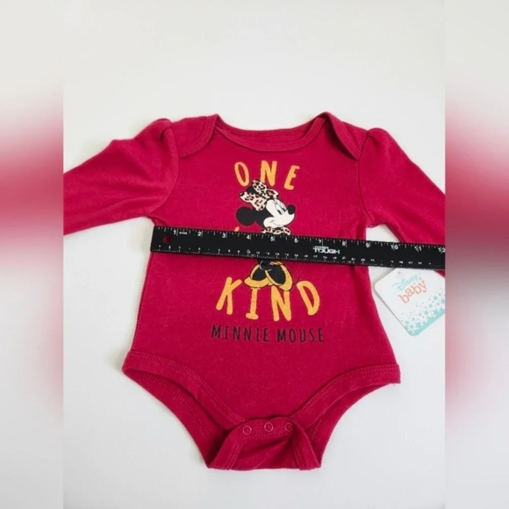 Disney Baby Minnie Mouse 4pc Set Bodysuits Pants 6-9M‎ Red Leopard NWT & EUC